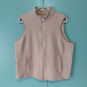 Croft & Barrow Full Zip Vest Women's Petite XXL Beige Quilted Pockets
